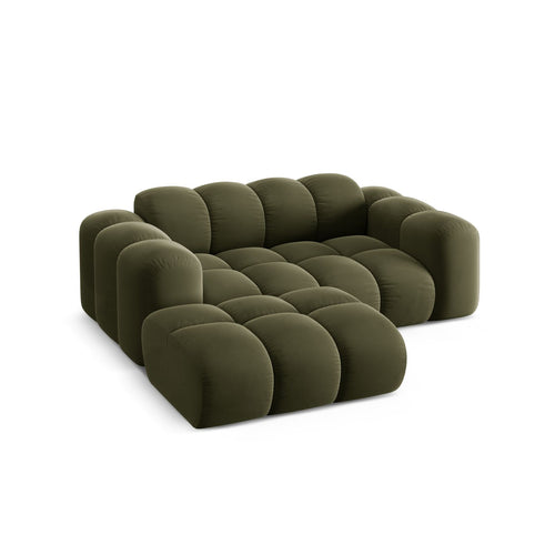 Cosmopolitan Design - Linker hoekbank Treno 2-zits, flueel groente - 164x180x70cm