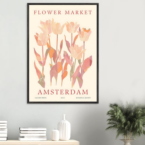 Artfulprints Poster Flower market - Amsterdam I   - 50x70 cm - Roze