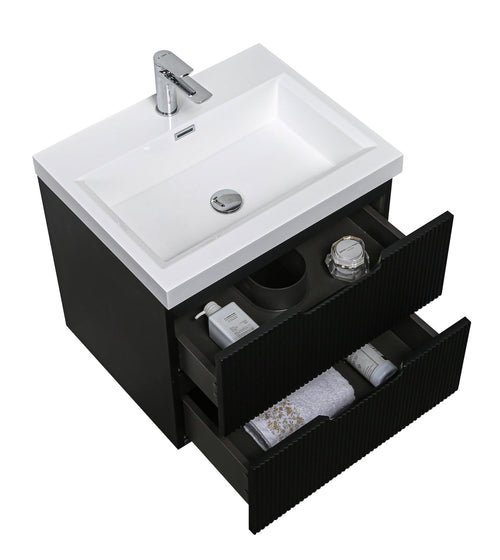 Badplaats Badkamermeubel Set Thermis 60 cm – Mat Zwart – Badmeubel met Wastafel