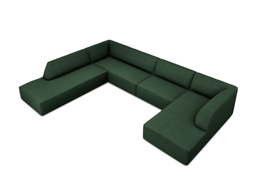Micadoni Panoramische hoekbank links Ruby 7-zits, structurele stof, groente - 273x366x69cm