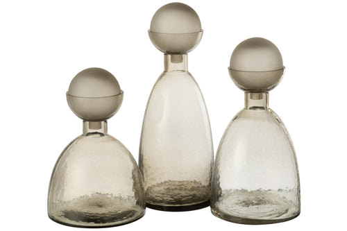 J-Line vaas Fles + Dop Yara - glas - greige - large - 43 cm hoog - vtwonen shop