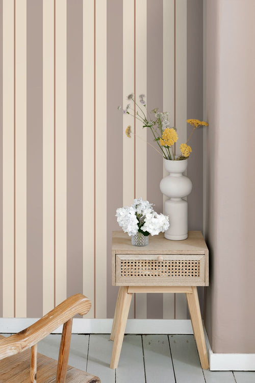 ESTAhome behang strepen bruin en beige - 50 x 900 cm - 132152