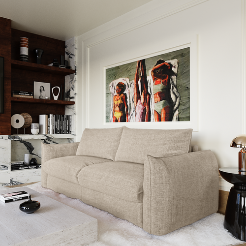Premium Interiors - Snel uitklapbare slaapbank ICON - gewaafd fluweel beige 228cm