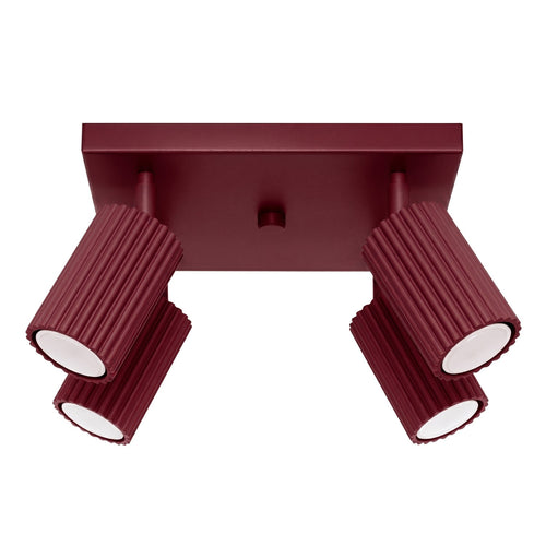 Sollux Lighting Plafondlamp KARBON 4 bordeaux - 25x25x16,5cm