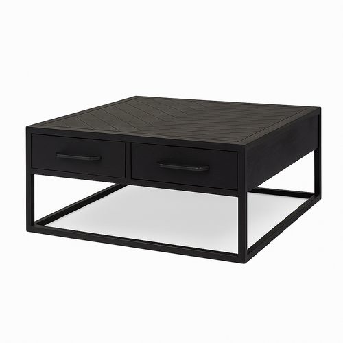 StarFurn Salontafel New York - Vierkant Zwart Hout - 80x80x40cm - vtwonen shop