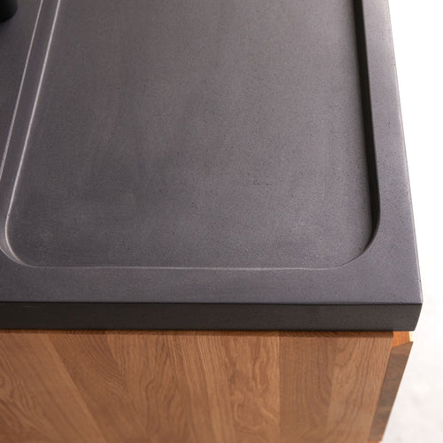 Tikamoon Badkamermeubel van massief eiken en lavasteen 120 cm - Zwart - vtwonen shop