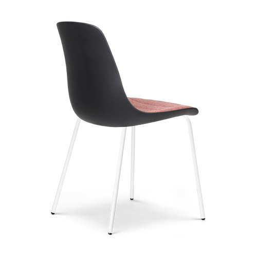 Nolon Nora-Liv Eetkamerstoel Zwart - Terracotta Kussen - Witte Poten - vtwonen shop