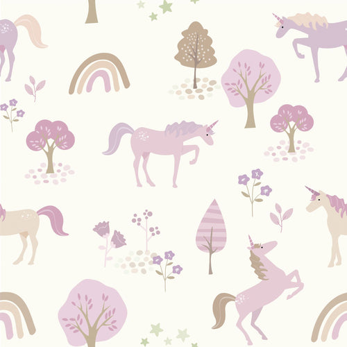 ESTAhome behang unicorns lila paars - 53 cm x 10.05 m - 139504