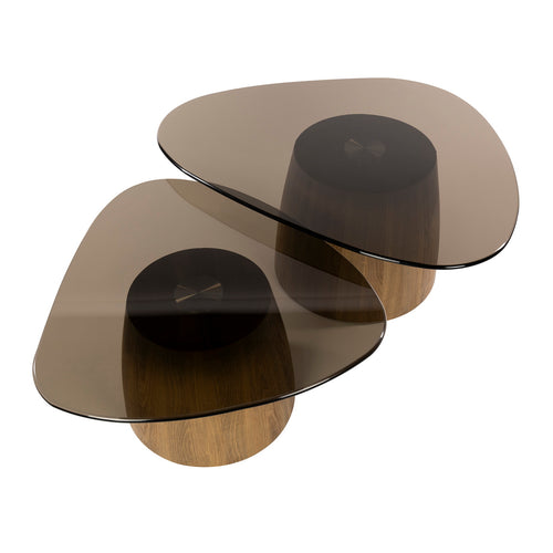 Giga Meubel Salontafel Tinto - Driehoekig Brons Glas - Set van 2 - vtwonen shop