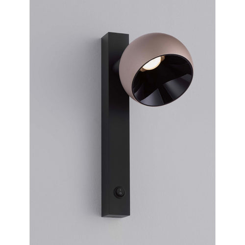 Nova Luce LUSA Leeslamp voor aan de muur, champagne goud, zwarte LED 10W 644lm 3000K, aan/uit-schakelaar