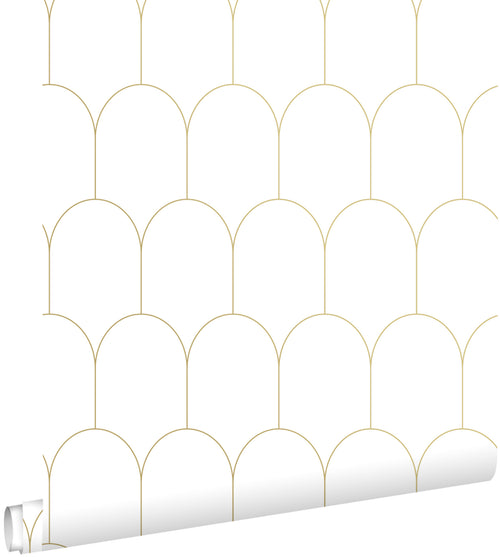 ESTAhome behang art deco motief wit en goud - 53 cm x 10.05 m - 139139