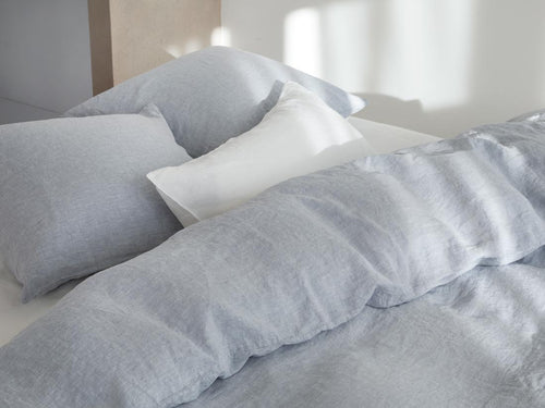 Yumeko dekbedovertrek gewassen linnen blue chambray 200x220 + 2/60x70 - vtwonen shop