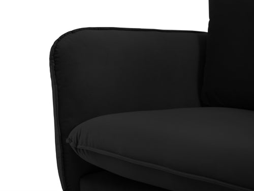 Cosmopolitan Design linker hoekbank Vienna 6-zits, flueel, zwart - 185x275x95cm