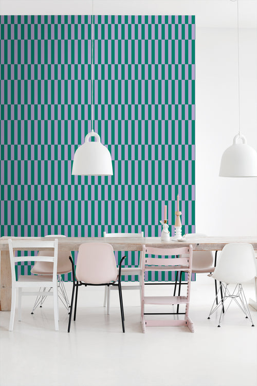 ESTAhome behang strepen paars en groen - 50 x 900 cm - 131426 - vtwonen shop