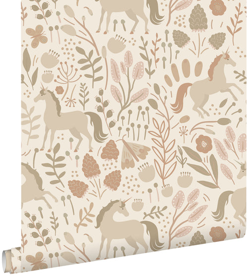 ESTAhome behang unicorns beige en terracotta roze - 53 cm x 10.05 m - 139806 - vtwonen shop