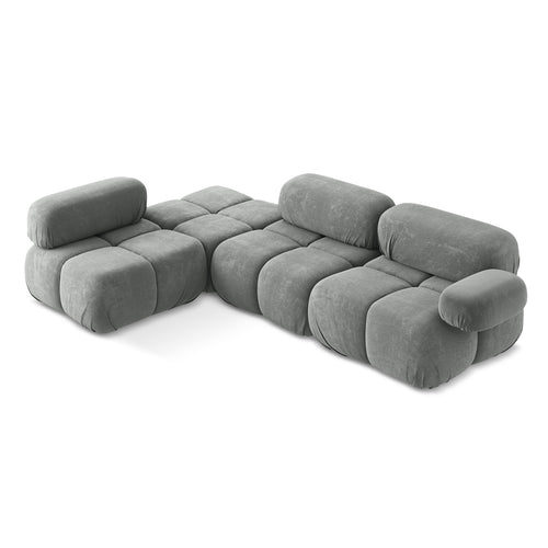 LaMiaSofa hoekbank links Sanremo - chenille stof - grijs - 285x190x70