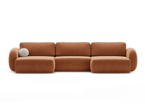 Cosmopolitan Design Converteerbare panoramische bank met opbergdoos Tonale 5-zits, chenille baksteen - 149x362x88cm
