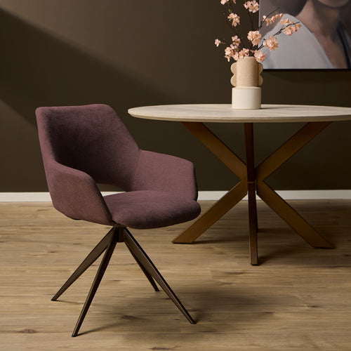 Starfurn Eetkamerstoel Daisy - Paars Stof - Set van 2