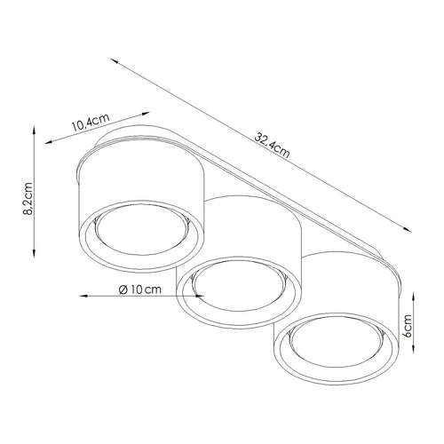 Sollux Lighting Plafondlamp MODO 3 zwart Gx53 - 32,4x10,4x8,2cm