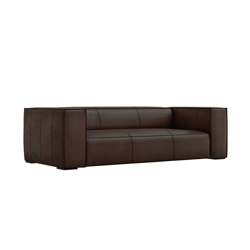 Cosmopolitan Design - Bank Turin 3-zits, echt leer donkerbruin - 100x227x68cm