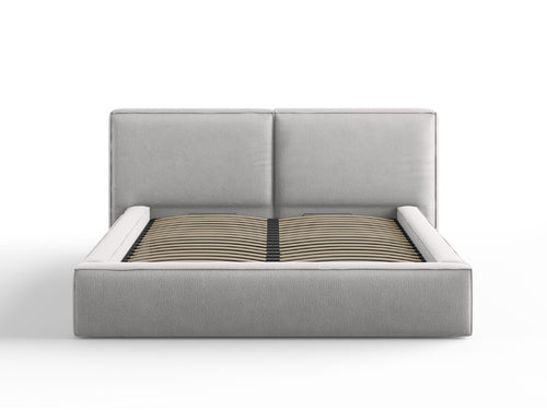 Micadoni Opbergbed met hoofdeinde Jodie 160x200cm, structurele stof, lichtgrijs - 228x214x108cm