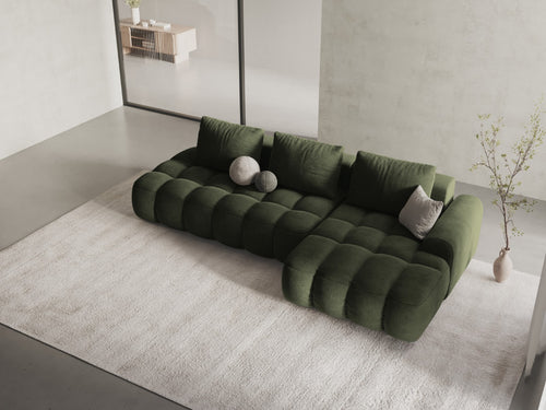 Cosmopolitan Design Converteerbare hoekbank rechts met opbergdoos Linz 3-zits, flueel groente - 142x275x84cm