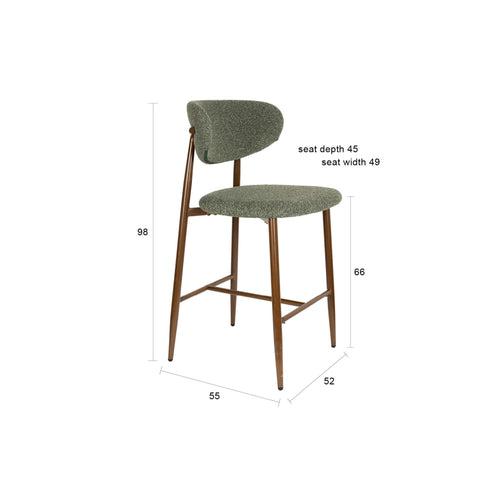 Housecraft Living Noor Barkrukken Rugleuning 66 cm Groen - Set van 2