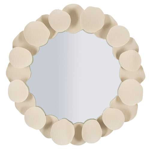 Rond metalen muurspiegel crème 85x7,5x85 cm