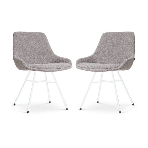 Nolon Noa-Isa Eetkamerstoelen Set van 2 - Bouclé Taupe - Wit - vtwonen shop