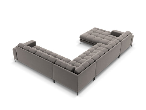 Cosmopolitan Design Panoramische hoekbank rechts Bali 7-zits, flueel, lichtgrijs - 256x327x75cm