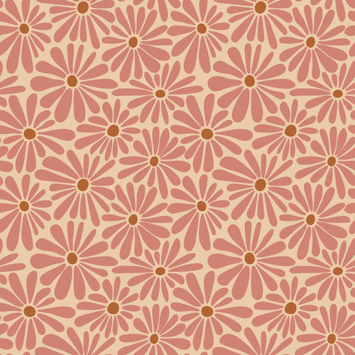 ESTAhome behang madeliefjes terracotta roze - 53 cm x 10.05 m - 131151