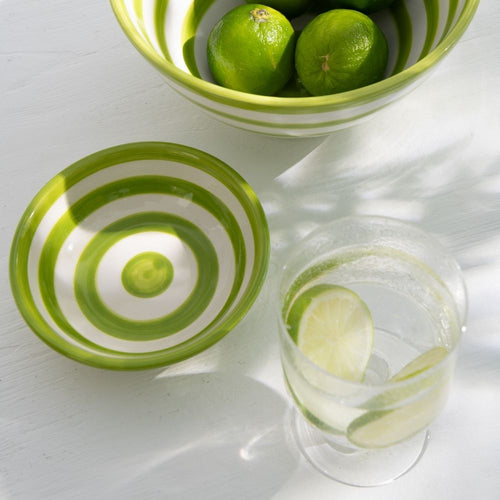 J-Line kom Lebrillo Granada Stripes - keramiek - wit/groen - vtwonen shop