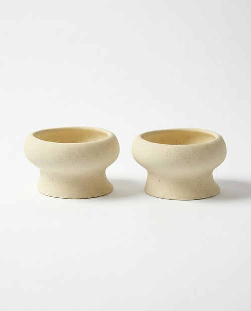 vtwonen - Waxinelichthouders Organic - Keramiek - Naturel - 9 x 5.5 cm - Set van 2