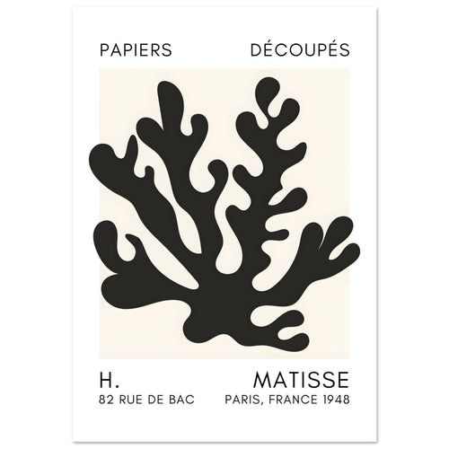 Artfulprints Poster met Lijst Matisse – Saltflower shapes black   - 70x100 cm - Zwart