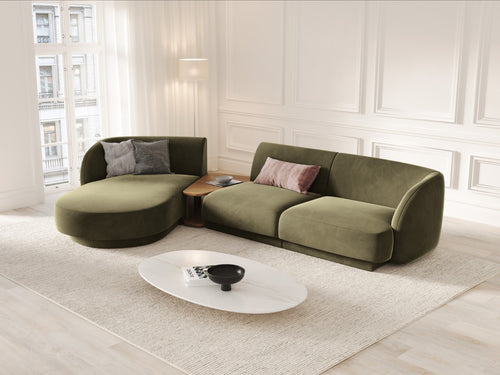 Micadoni linker modulaire bank Miley 3-zits, flueel, groente - 178x303x70cm
