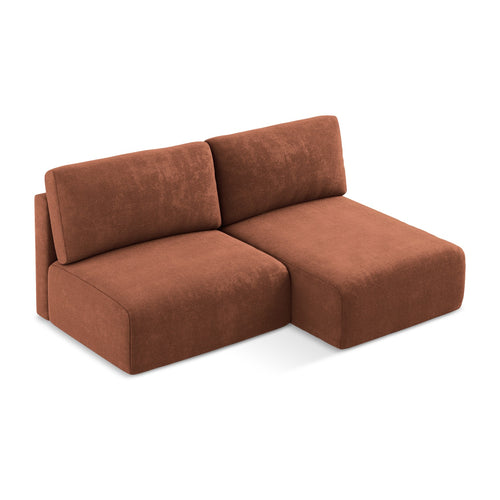 LaMiaSofa hoekbank rechts Ostia - chenille stof - terracotta - 210x149x79