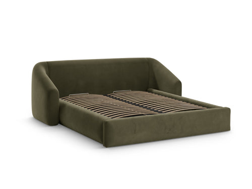 Cosmopolitan Design Opbergbed met hoofdeinde Campi 200x180cm flueel groente - 230x248x80cm