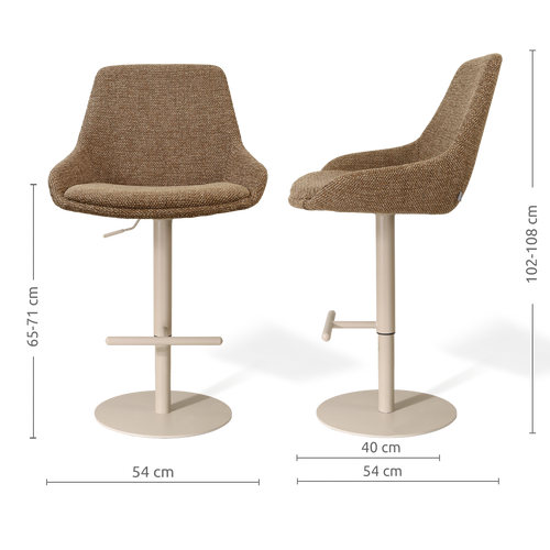 Nolon Niva-Isa tulp barkruk bruin blend verstelbaar - beige poten