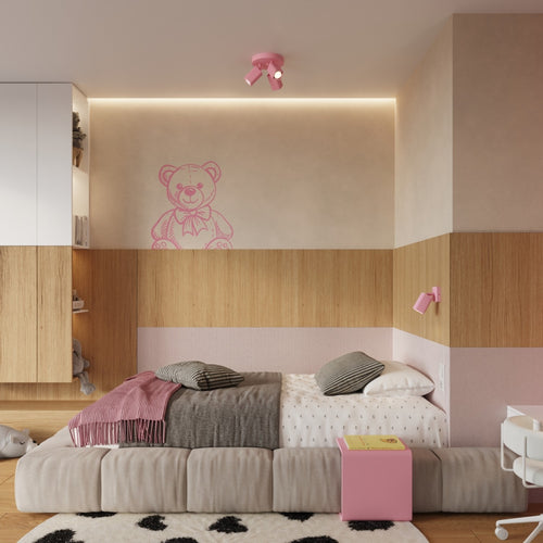 Sollux Lighting Wandlamp RAYO roze met schakelaar - 8x16x16cm