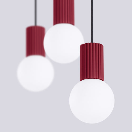 Sollux Lighting Hanglamp HALO 3L bordeaux - 40x6x120cm