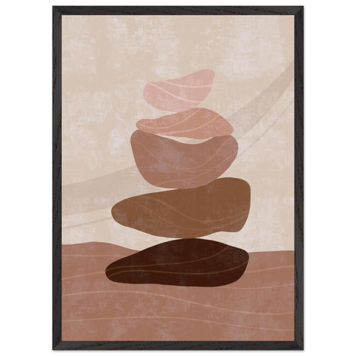 Artfulprints Poster met Lijst Boho – Stone balance   - 50x70 cm - Grijs