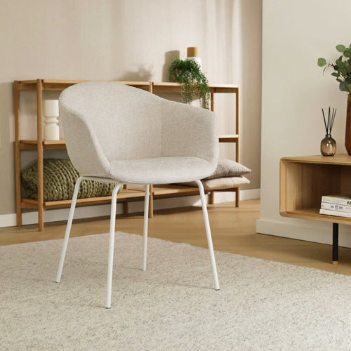 Nolon Nora-Otis Eetkamerstoelen Set van 2 - Beige - Witte Poten - vtwonen shop