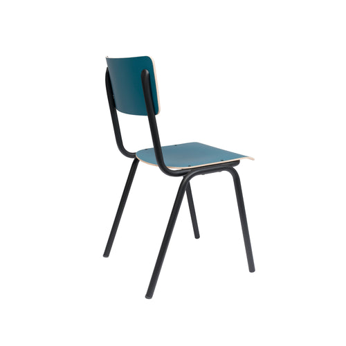 Zuiver Back To School Eetkamerstoelen/ Kantinestoelen/ Schoolstoelen Mat Blauw - Set van 4 - vtwonen shop