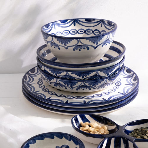 J-Line bord Granada - keramiek - wit/blauw - vtwonen shop