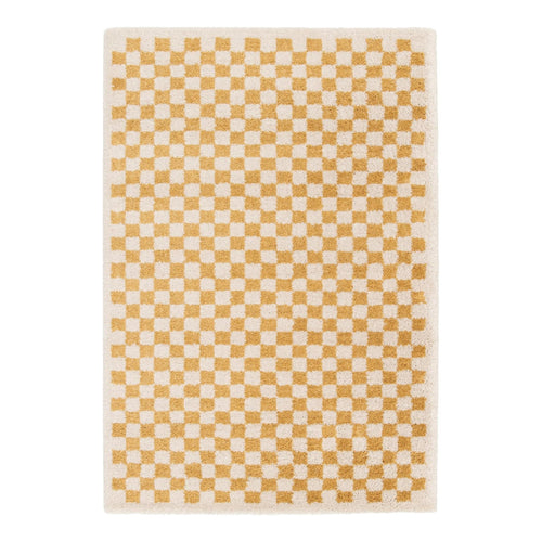 AFK Living vloerkleed Checkers - zeer zacht - geel - 080x150 cm