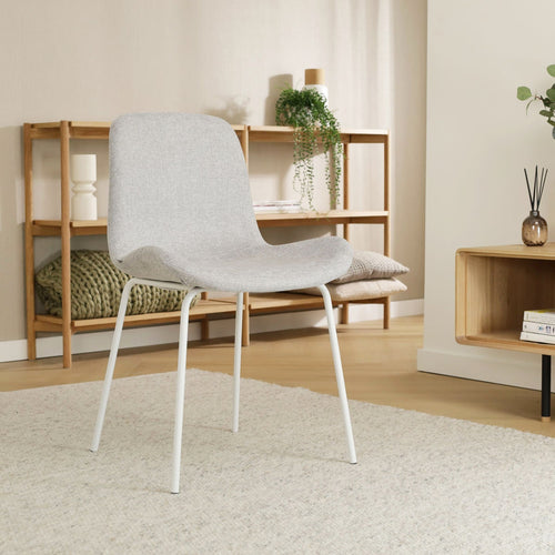 Nolon Nora-Fé Eetkamerstoel Lichtgrijs - Stof - Witte Poten - vtwonen shop