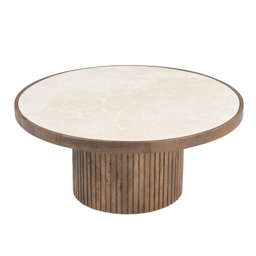 DÉJA Living Salontafel Tervo - Donkerbruin Marmer - Ø80cm