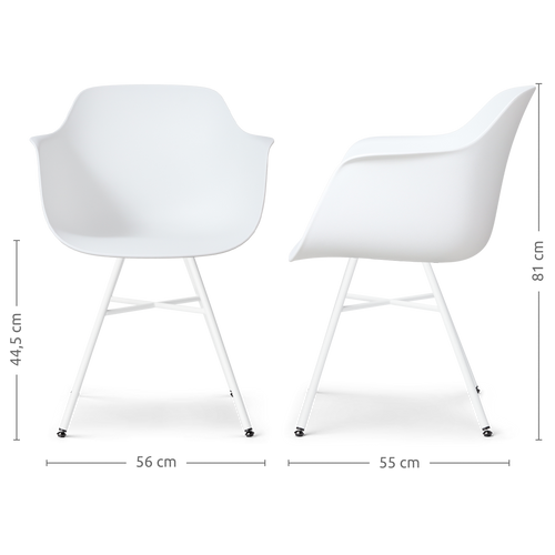 Nolon Noa-Puk Eetkamerstoelen Set van 2 - Wit - Wit Onderstel