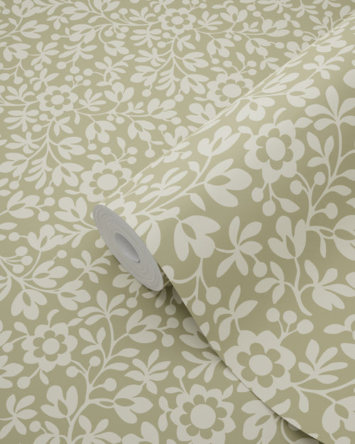 ESTAhome behang bloemetjes groen - 50 x 900 cm - 131669 - vtwonen shop