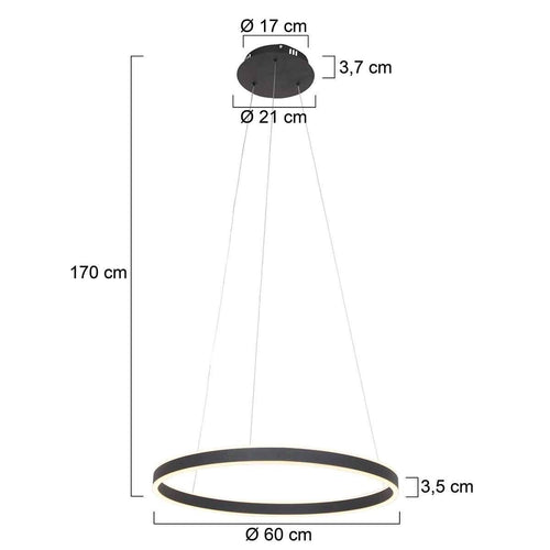 Steinhauer hanglamp Ringlux - 1 lichts - 60x 170 cm - zwart - vtwonen shop